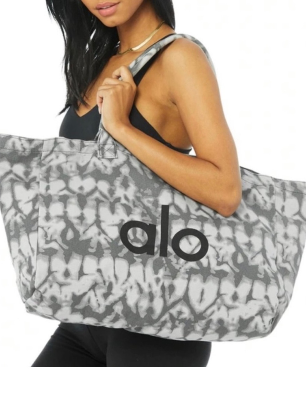 NWT ALO Yoga Gray Tie-Dye Tote Bag Gym Bag Travel Bag Yoga Bag - Picture 2 of 10
